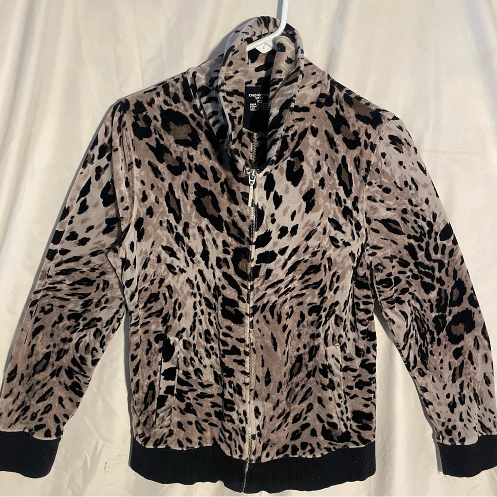 Jones New York Leopard Print Velour Jacket
